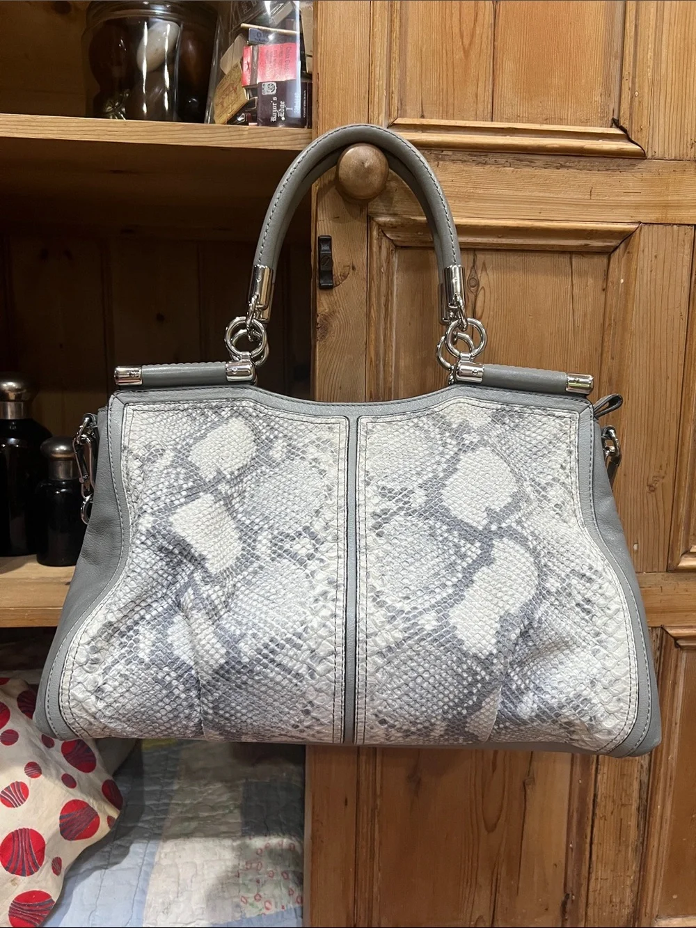Coach 22342 Madison Pinnacle Caroline Python Embossed Satchel